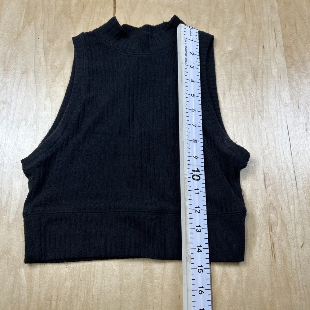 Abercrombie & Fitch Ribbed Crop Tank Top Womens XS Navy Mock Neck GC - Picture 2 of 7